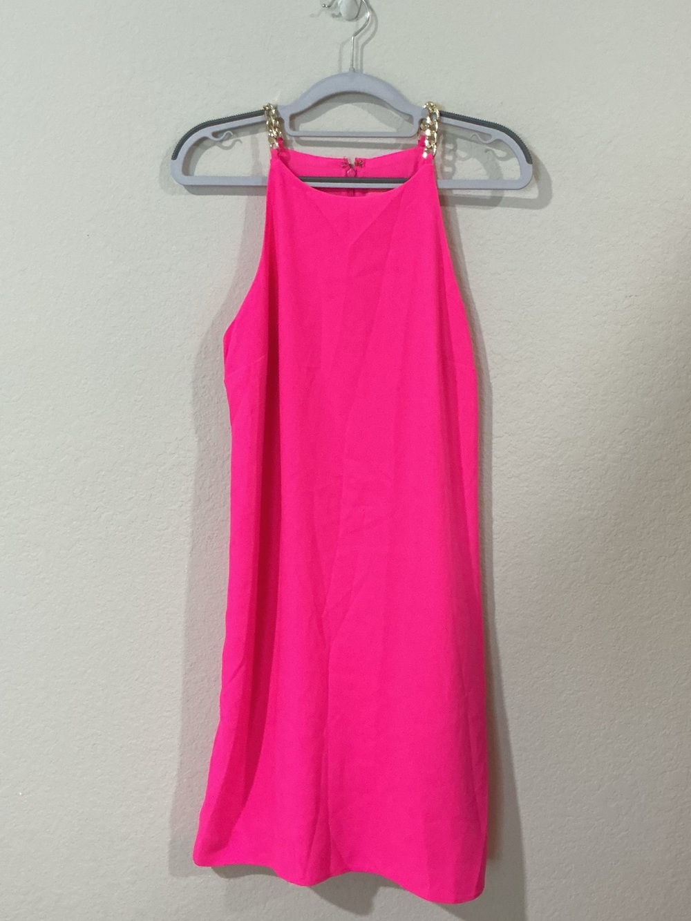 Lilly Pulitzer Hot Pink Chain-Strap Halter Camisole